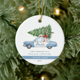 Benutzerdefinierter moderner Polizeibeamter erstes Keramik Ornament