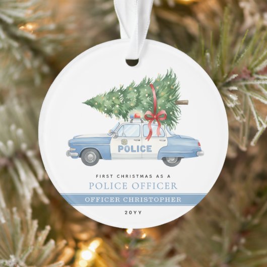 Benutzerdefinierter moderner Polizeibeamter erstes Ornament (Baum)
