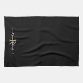 Benutzerdefinierter, moderner, schwarzer Monogramm Geschirrtuch