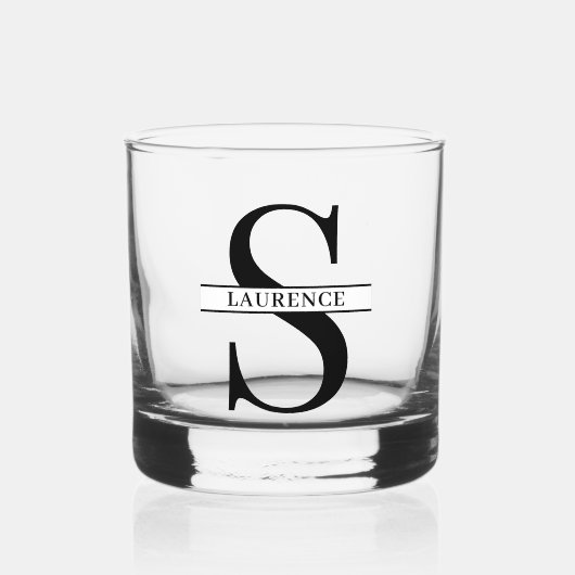 Benutzerdefinierter moderner schwarzer Name auf we Whiskyglas (Vorderseite)