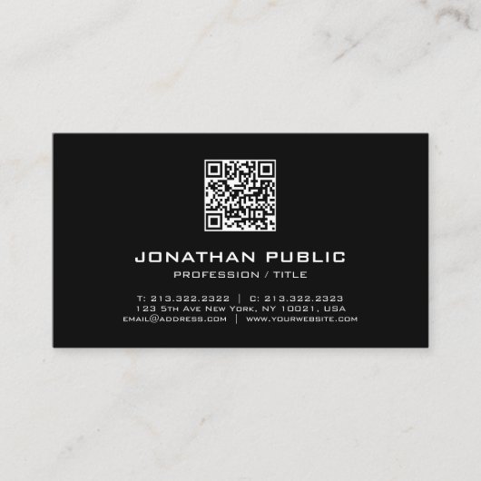 Benutzerdefinierter moderner Strichcode für Elegan Visitenkarte (Vorderseite)