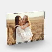 Benutzerdefinierter Mom Established Modern Script Fotoblock (Links)