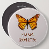 Benutzerdefinierter Monarch-Schmetterlingsname Dat Button (Vorne & Hinten)