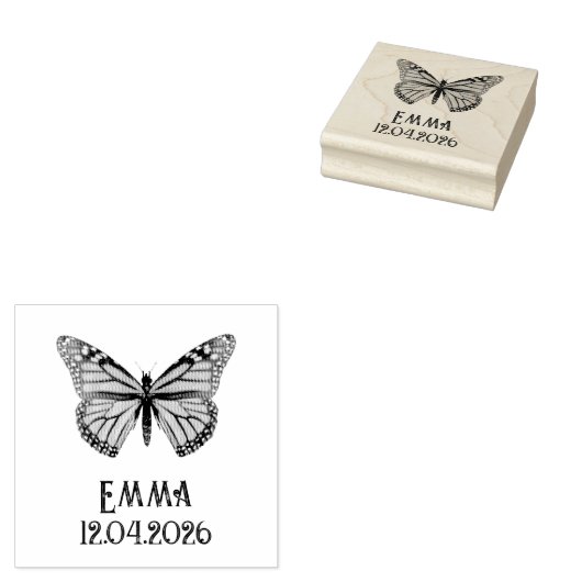 Benutzerdefinierter Monarch-Schmetterlingsname Dat Gummistempel (Stempel)