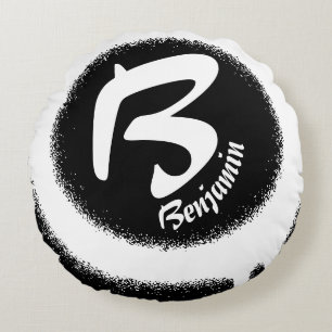 Benutzerdefinierter Monogramm Buchstabe B Personal Rundes Kissen