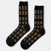 Benutzerdefinierter Monogramm-Buchstabe Schwarz Go Socken (Linkes Detail)