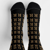 Benutzerdefinierter Monogramm-Buchstabe Schwarz Go Socken (Oben)