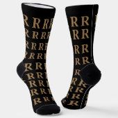 Benutzerdefinierter Monogramm-Buchstabe Schwarz Go Socken (Gewinkelt)