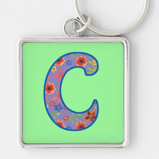 Benutzerdefinierter Monogramm C-Schlüsselanhänger, Schlüsselanhänger (Vorne)