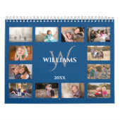 Benutzerdefinierter Monogramm-Name Blau Foto Kalender (Titelbild)