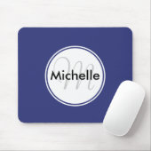 Benutzerdefinierter Monogramm Name Circle Solid Bl Mousepad (Mit Mouse)