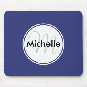 Benutzerdefinierter Monogramm Name Circle Solid Bl Mousepad