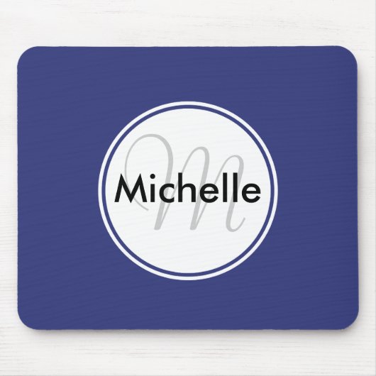 Benutzerdefinierter Monogramm Name Circle Solid Bl Mousepad (Vorne)