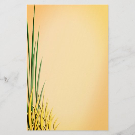 Benutzerdefinierter Monogramm Name Grass Border Briefpapier (Rückseite)