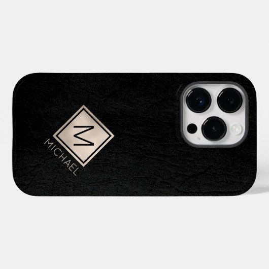 Benutzerdefinierter Monogramm Name Klasse schwarz  Case-Mate iPhone Hülle (Rückseite (Horizontal))