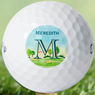 Benutzerdefinierter Monogramm-Name Landschaftskurs Golfball