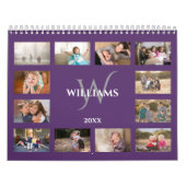Benutzerdefinierter Monogramm-Name Lila Foto Kalender (Titelbild)