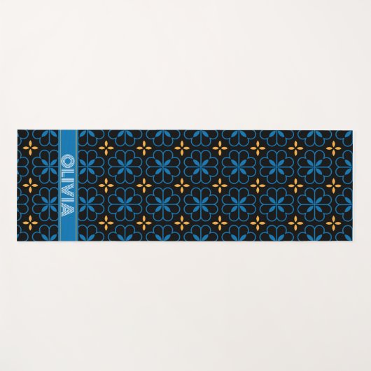 Benutzerdefinierter Monogramm Name Mittelmeer-Styl Yogamatte (Vorderseite (Horizontal))
