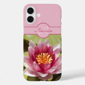 Benutzerdefinierter Monogramm Name Pink Water Lily Case-Mate iPhone Hülle (Rückseite)