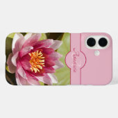 Benutzerdefinierter Monogramm Name Pink Water Lily Case-Mate iPhone Hülle (Rückseite (Horizontal))