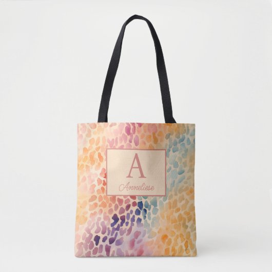 Benutzerdefinierter Monogramm-Name Wasserfarbe Leo Tasche (Vorderseite)