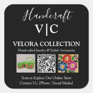 Benutzerdefinierter Monogramm- oder Logo-QR-Foto-Q Quadratischer Aufkleber