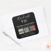 Benutzerdefinierter Monogramm- oder Logo-QR-Foto-Q Quadratischer Aufkleber (Umschlag)