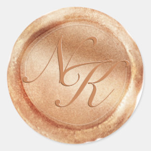 Benutzerdefinierter Monogramm-Roségold-Wachssiegel Runder Aufkleber
