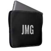 Benutzerdefinierter Monogramm-Schwarz und Silber-N Laptopschutzhülle (Vorne Rechts)