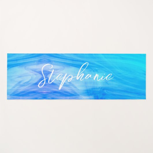 Benutzerdefinierter Monogrammname Blau Abstrakt Yogamatte (Vorderseite (Horizontal))