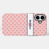 Benutzerdefinierter Monogrammname Blindfarben Rosa Case-Mate iPhone Hülle (Rückseite (Horizontal))