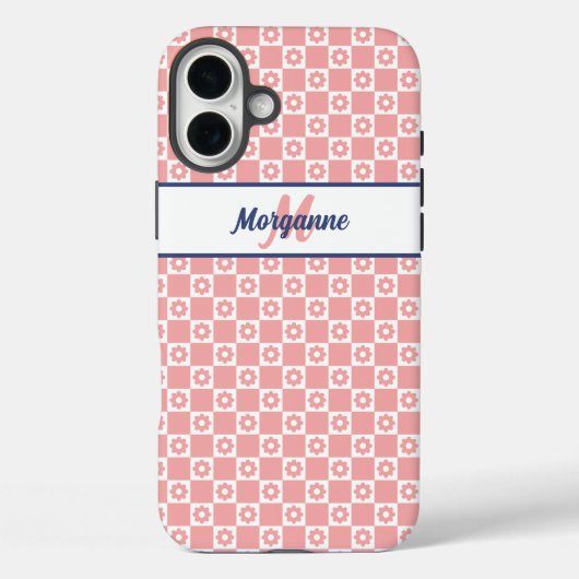Benutzerdefinierter Monogrammname Blindfarben Rosa Case-Mate iPhone Hülle (Rückseite)