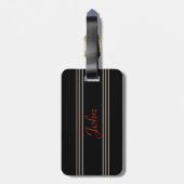 Benutzerdefinierter Monogrammname mit schwarzen un Gepäckanhänger (Rückseite vertikal)