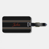 Benutzerdefinierter Monogrammname mit schwarzen un Gepäckanhänger (Rückseite horizontal)