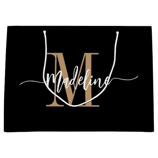 Benutzerdefinierter Monogrammname Modern Script-Wi Große Geschenktüte (Vorderseite)