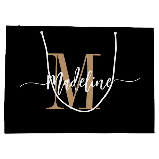 Benutzerdefinierter Monogrammname Modern Script-Wi Große Geschenktüte (Rückseite)