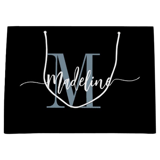 Benutzerdefinierter Monogrammname Modern Script-Wi Große Geschenktüte (Vorderseite)