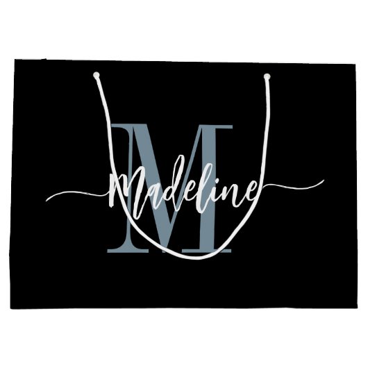 Benutzerdefinierter Monogrammname Modern Script-Wi Große Geschenktüte (Rückseite)