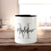 Benutzerdefinierter Monogrammname Modern Script-Wi Zweifarbige Tasse