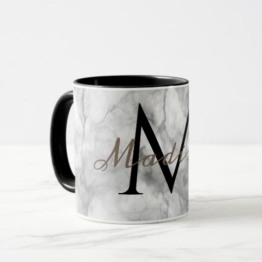 Benutzerdefinierter Monogrammname realistisches we Tasse (Vorderseite Links)