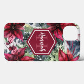 Benutzerdefinierter Monogrammname Red Poinsettia Case-Mate iPhone Hülle (Rückseite (Horizontal))