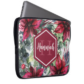Benutzerdefinierter Monogrammname Red Poinsettia Laptopschutzhülle (Vorne Rechts)