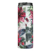 Benutzerdefinierter Monogrammname Red Poinsettia Thermosbecher (Rückseite)