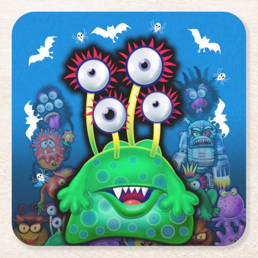 Benutzerdefinierter Monster-Halloween-Party-Unters Rechteckiger Pappuntersetzer (Vorderseite)