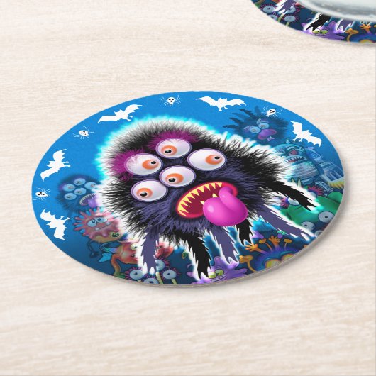 Benutzerdefinierter Monster-Halloween-Party-Unters Runder Pappuntersetzer (Angewinkelt)