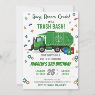Benutzerdefinierter Müllwagen Fahrzeug Geburtstag  Einladung