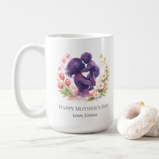 Benutzerdefinierter Mutter-und-Kind-Blumen-Muttert Kaffeetasse (Mit Donut)