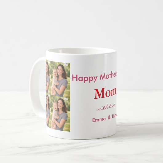 Benutzerdefinierter Muttertagsbecher mit Foto Kaffeetasse (Vorderseite Links)