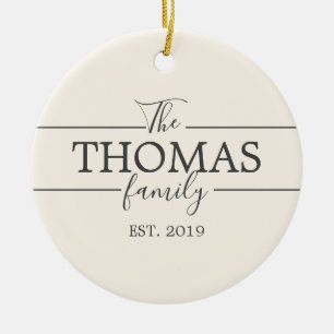 Benutzerdefinierter Nachname Erstes Weihnachtsgesc Keramik Ornament