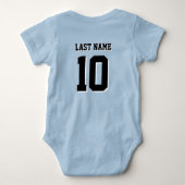Benutzerdefinierter Nachname Nummer Drop Shadow Sp Baby Strampler (Rückseite)